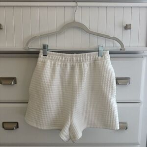 White Textured Women's Shorts